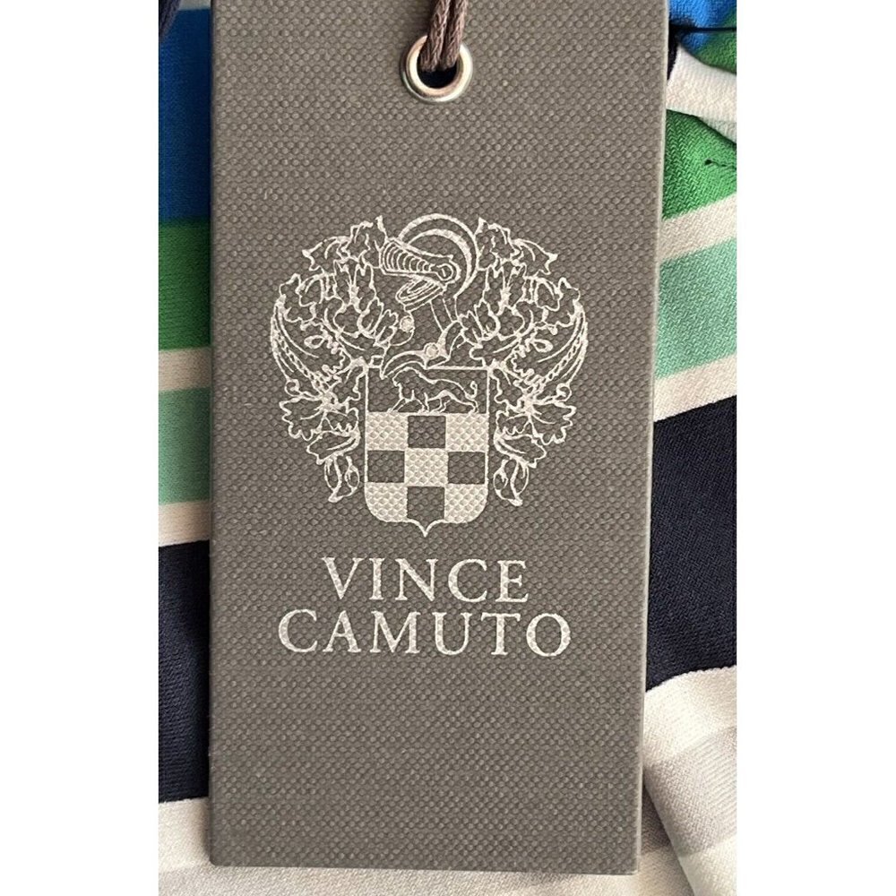 Vince Camuto Womens Blue Jersey Dotted Stripe Crew neck Mini Dress Size 14 - Picture 8 of 16